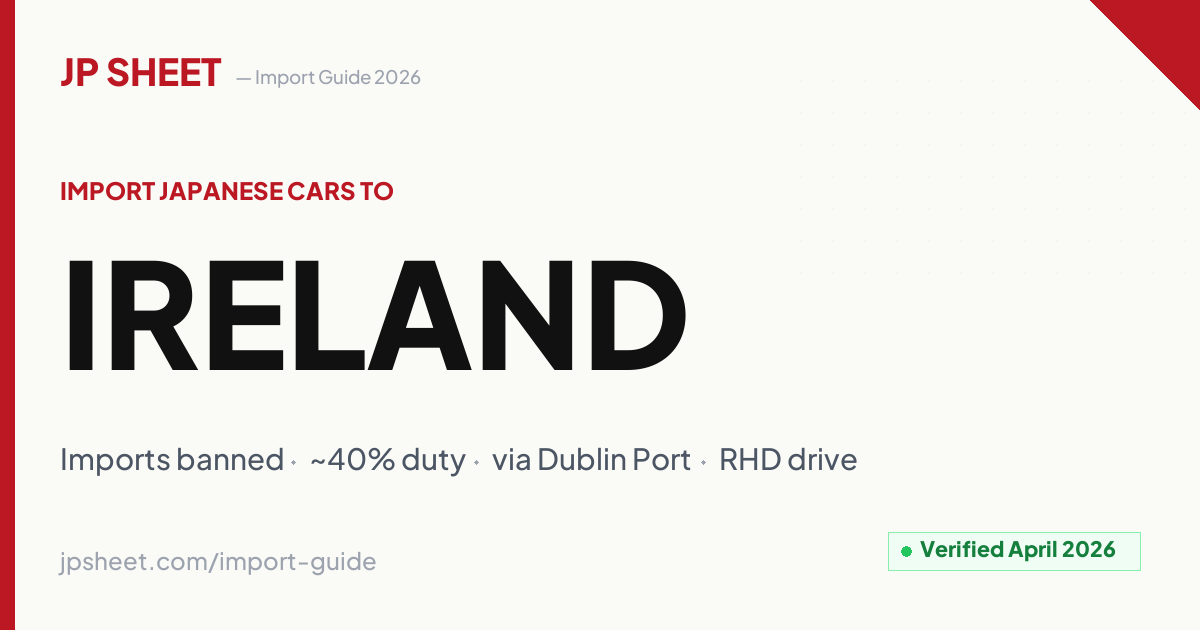 Japan Car Import to Ireland — Guide 2026 | JP Sheet
