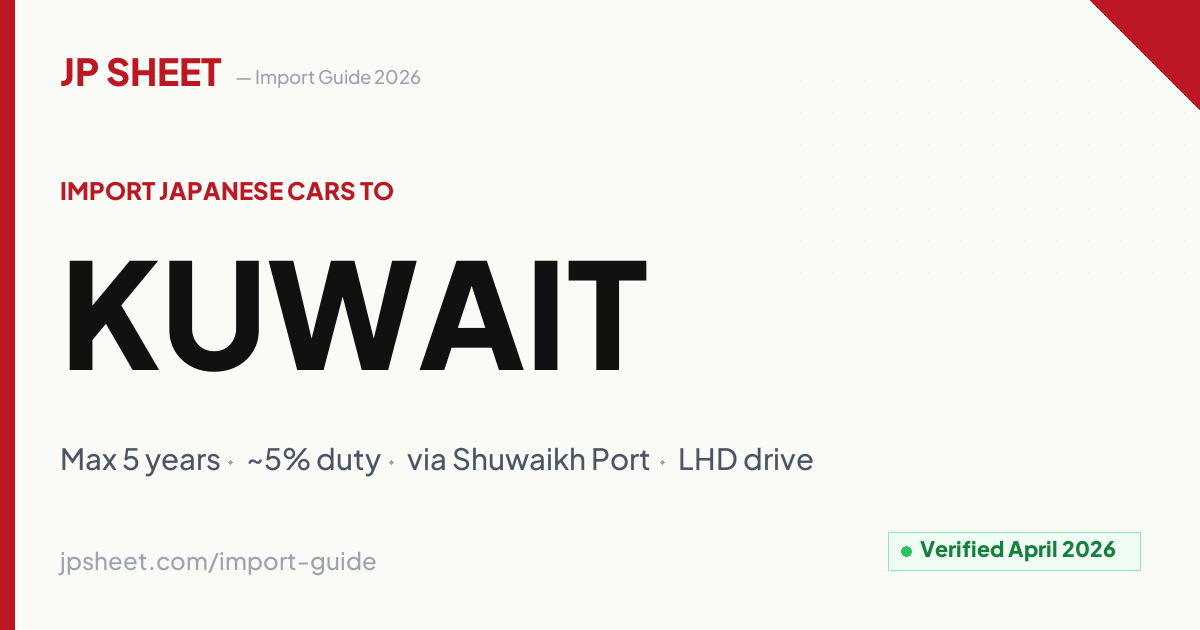 Japan Car Import to Kuwait — Guide 2026 | JP Sheet