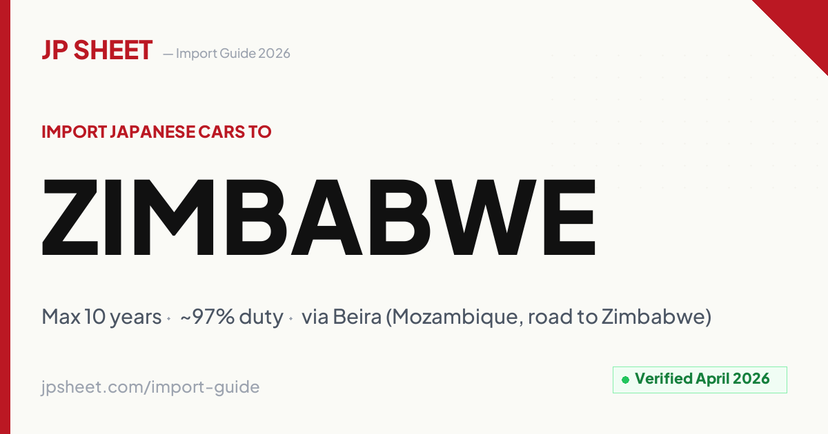 Japan Car Import to Zimbabwe — Guide 2026 | JP Sheet